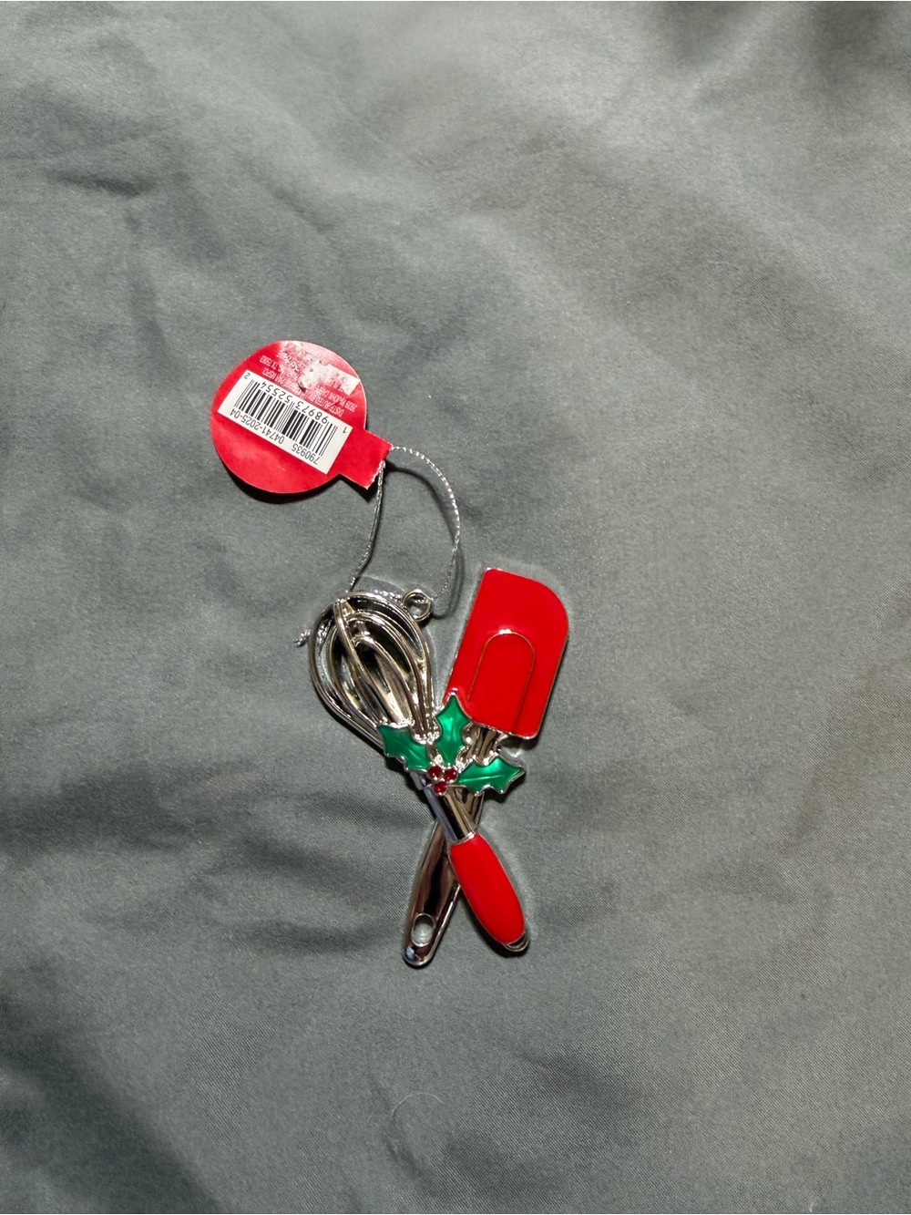 Ashland Red Spatula and Whisk Holiday Ornament with Green Holly